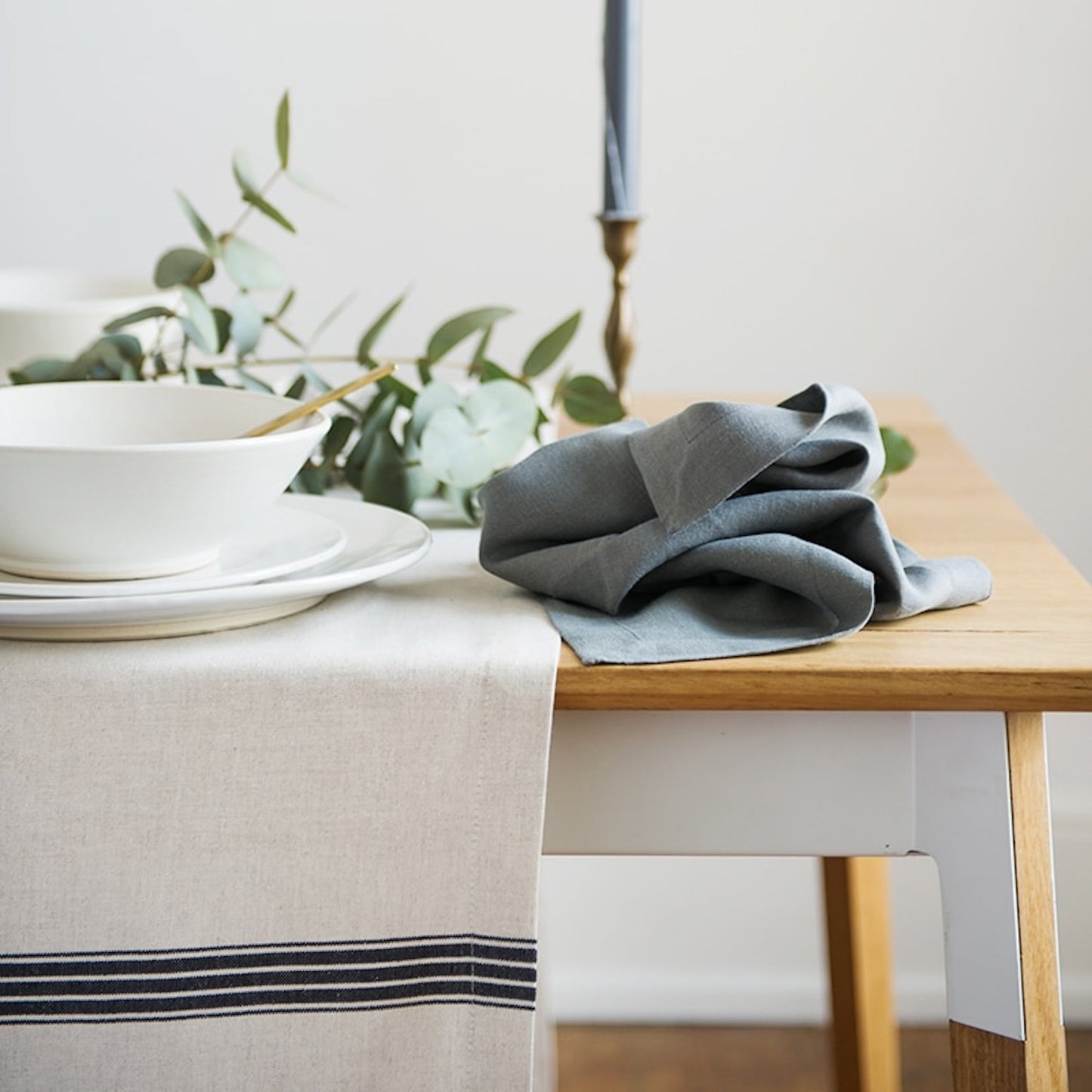 Provincial Tablecloth - Natural/French Navy MODERNN STUDIO