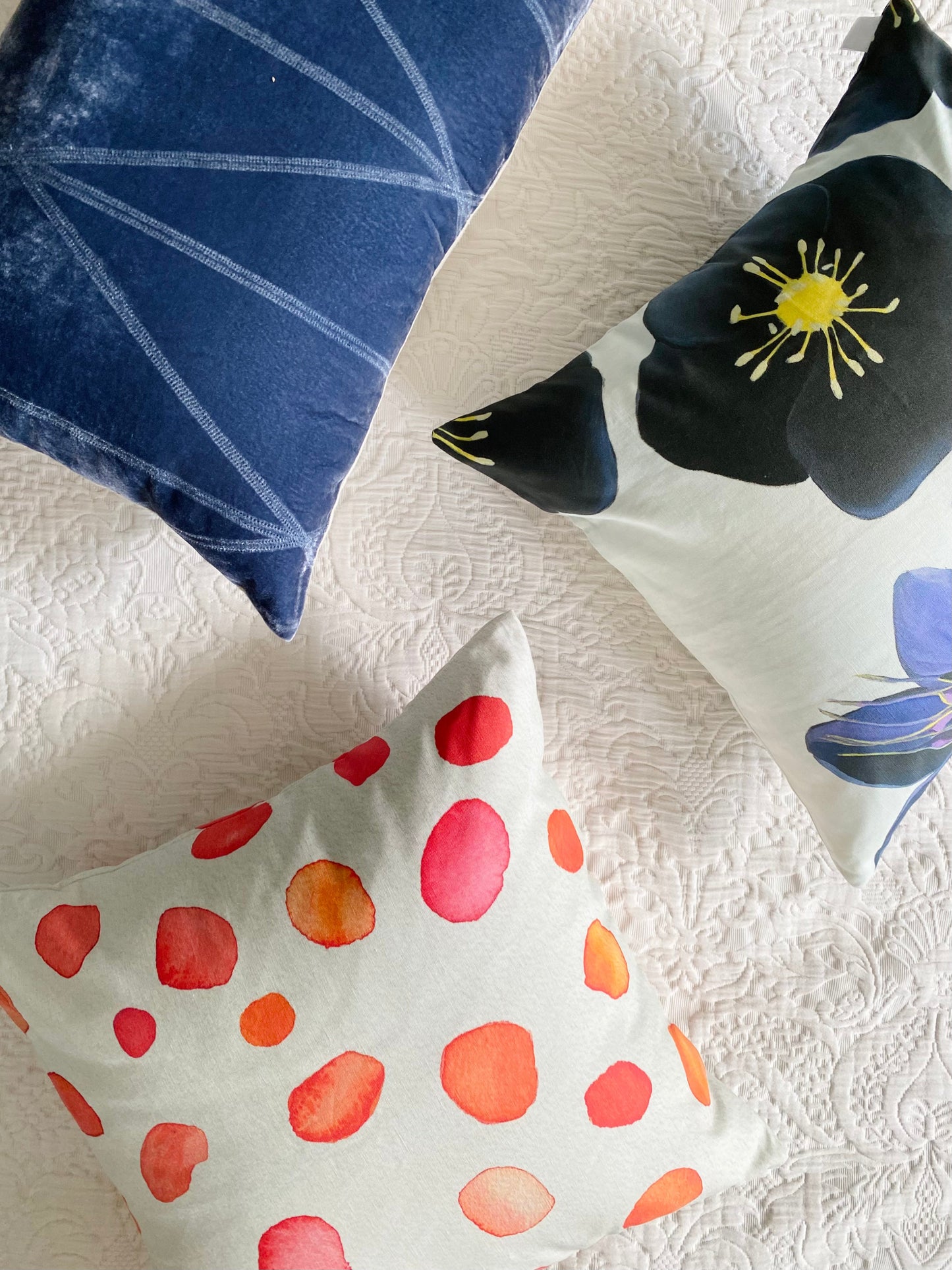 Throw Pillow: Rose Petals on Ecru MODERNN STUDIO