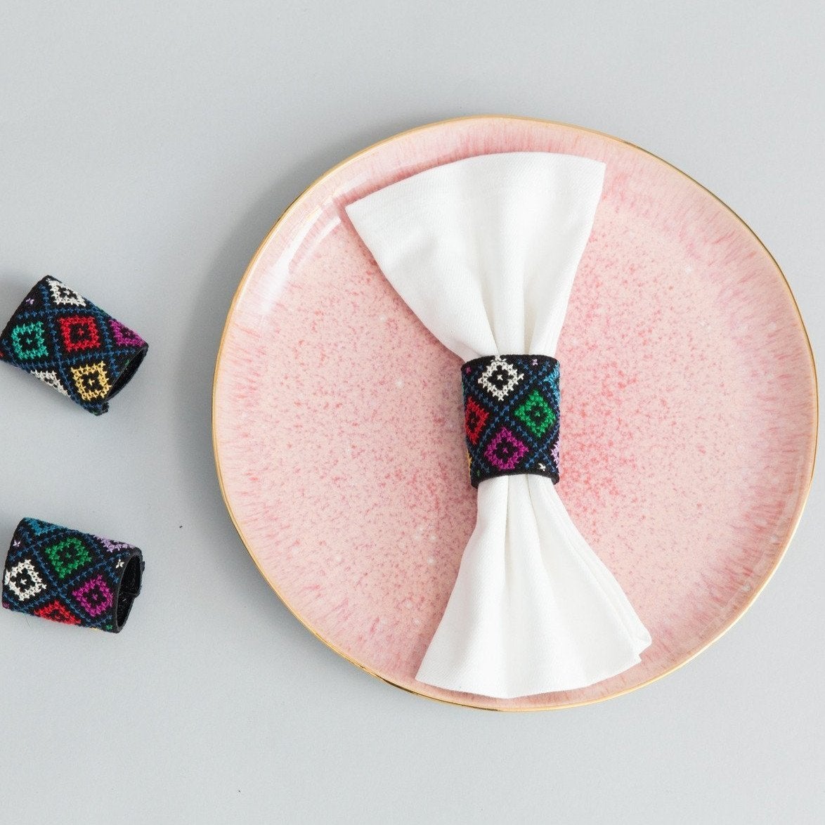 Colorful Tatreez Napkin Rings MODERNN STUDIO