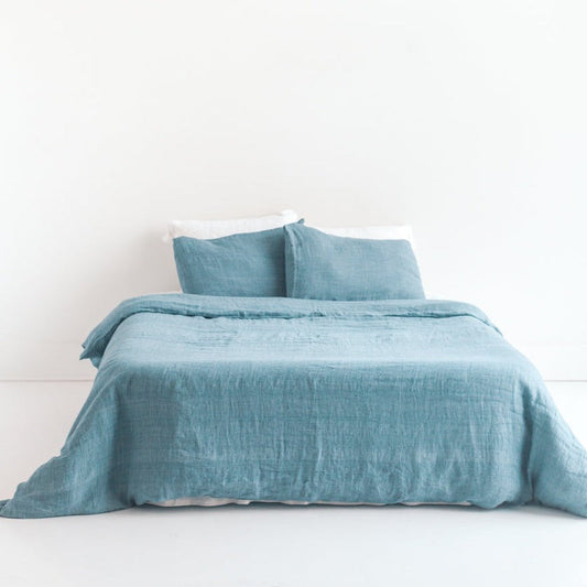 Linen Duvet Cover Set - Denim Blue MODERNN STUDIO
