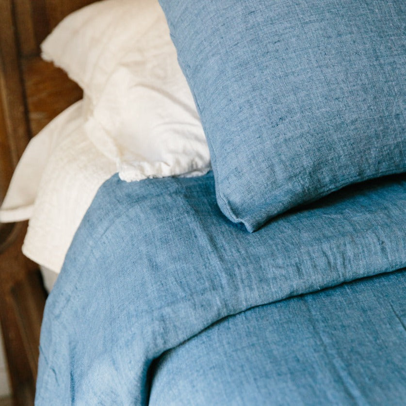 Linen Duvet Cover Set - Denim Blue MODERNN STUDIO