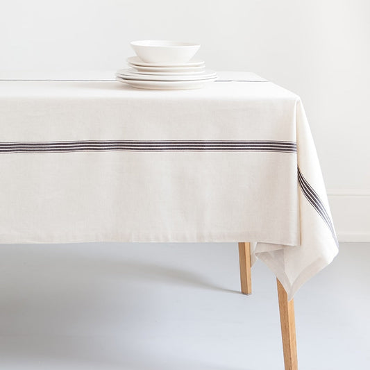 Provincial Tablecloth - Natural/French Navy MODERNN STUDIO