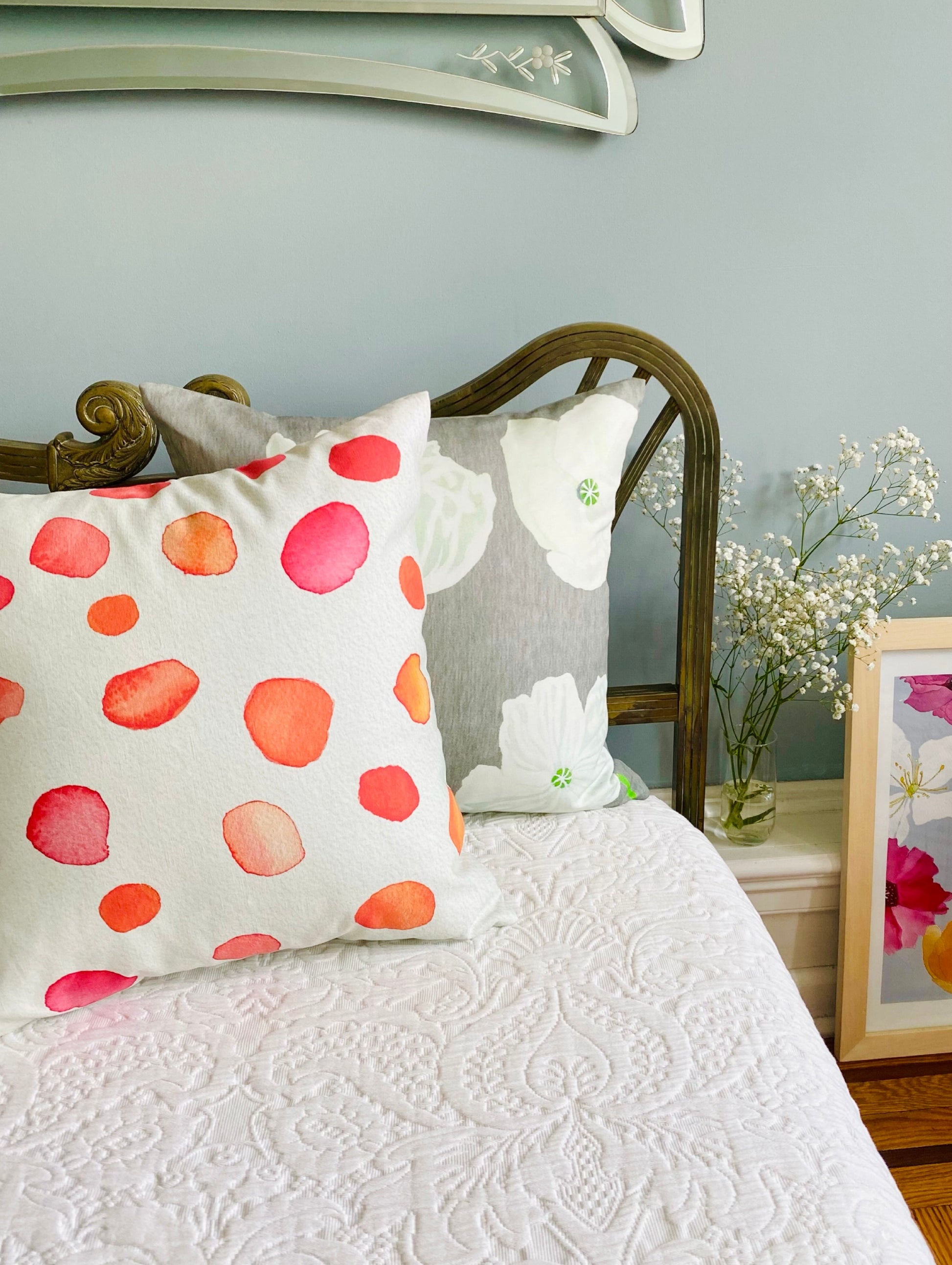 Throw Pillow: Rose Petals on Ecru MODERNN STUDIO